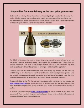 Shop online for wine delivery at the best price guaranteed