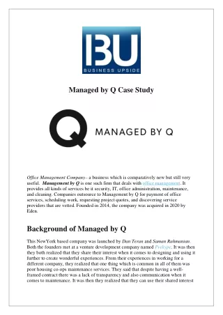 Managed by Q Case Study