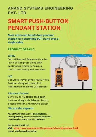 Smart push button pendant station for EOT crane