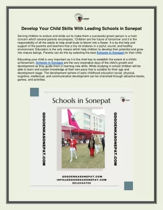develop your child skills with leading schools
