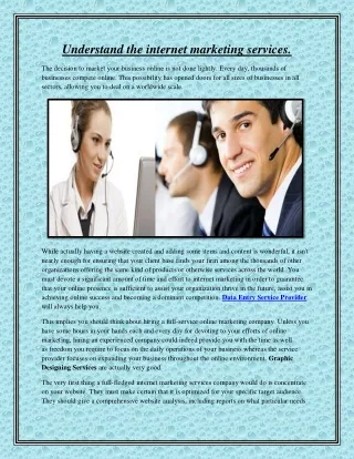 Understand the internet marketing services