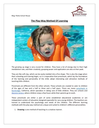 blog petite school house the play way method