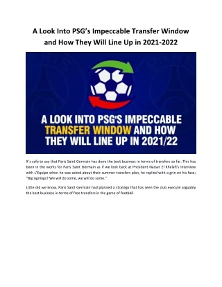 Paris Saint Germain Impeccable Transfer