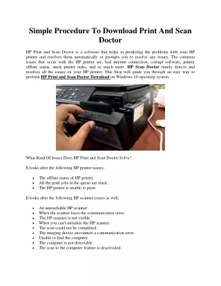 Simple Procedure To Download Print And Scan Doctor