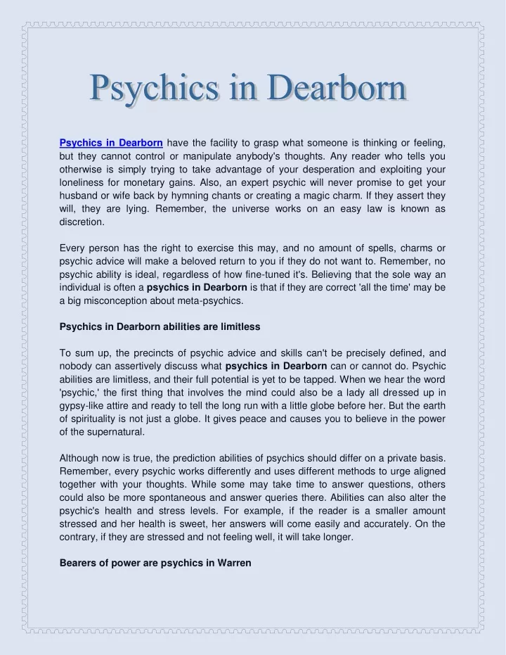 psychics in dearborn have the facility to grasp