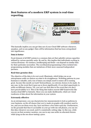 best features of a modern erp system is real time