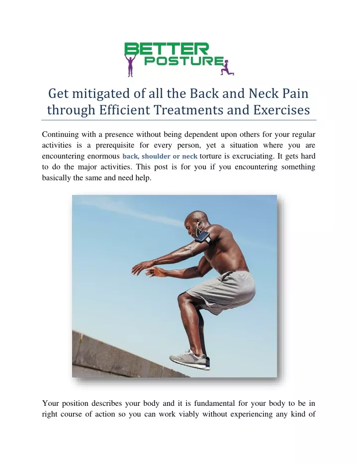 get mitigated of all the back and neck pain