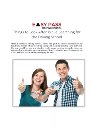Things to Look After While Searching for the Driving School