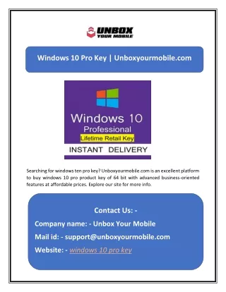 Windows 10 Pro Key | Unboxyourmobile.com