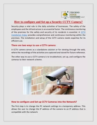 how to configure and set up a security cctv camera