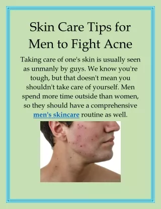 Skin Care Tips for Men to Fight Acne