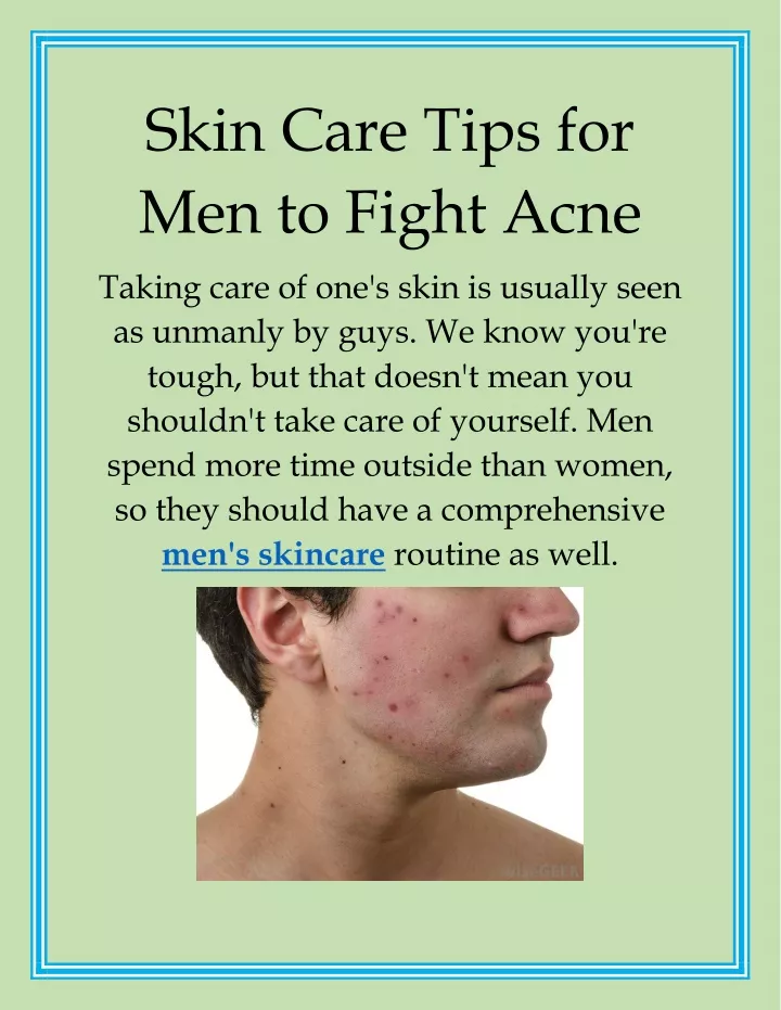 skin care tips for men to fight acne
