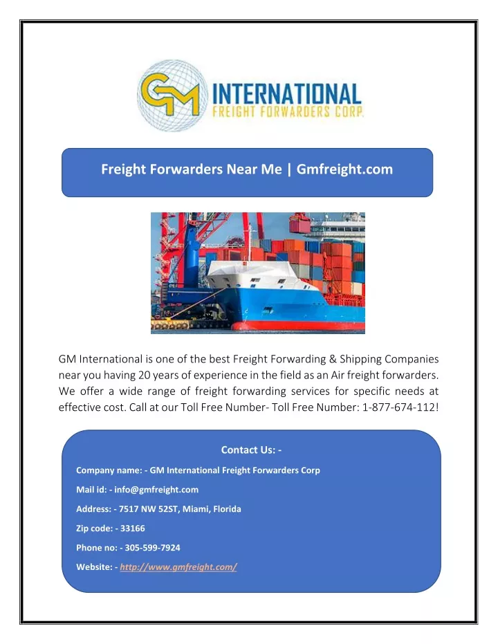 freight forwarders near me gmfreight com