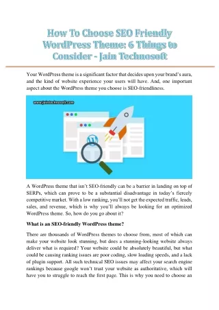 How To Choose SEO Friendly WordPress Theme 6 Things to Consider - Jain Technosof