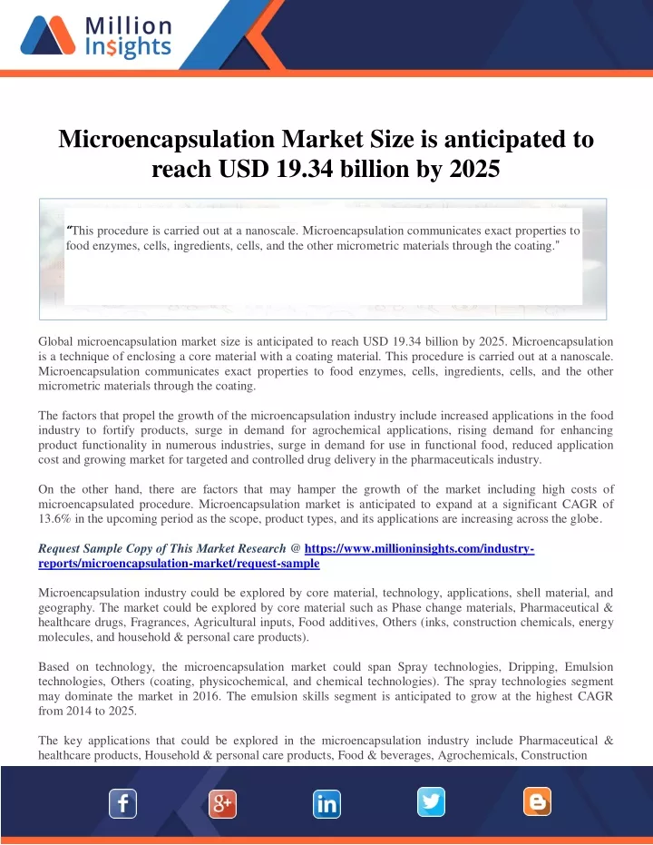 microencapsulation market size is anticipated