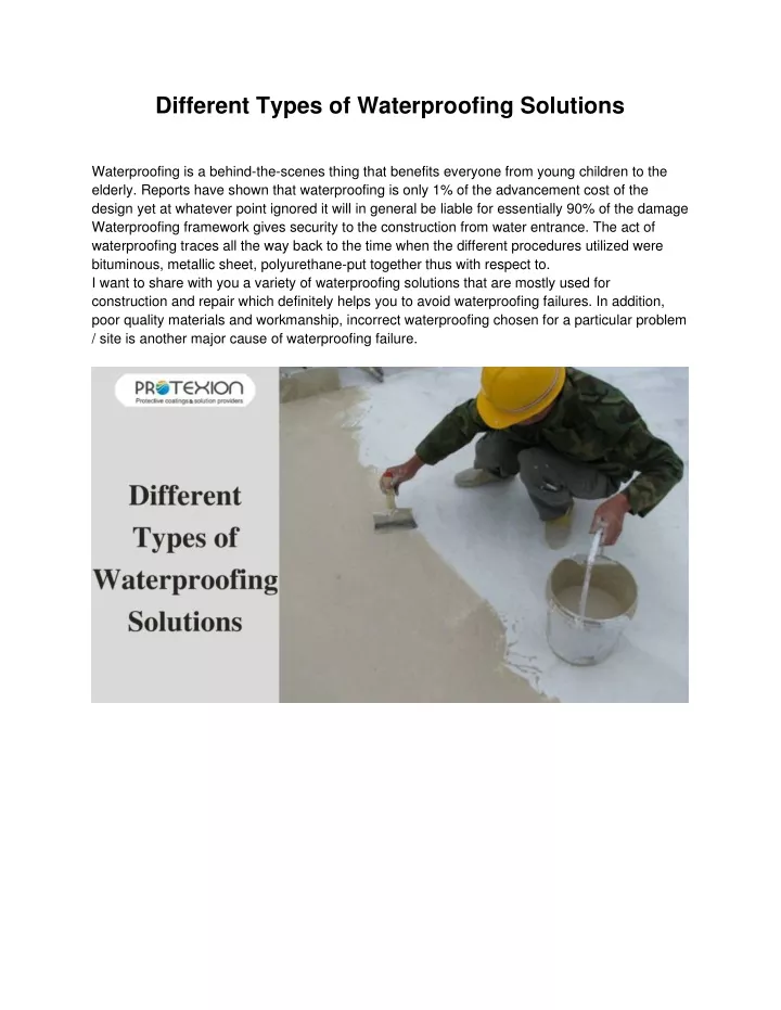 different types of waterproofing solutions