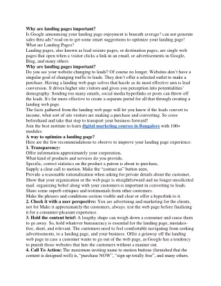 why are landing pages important is google