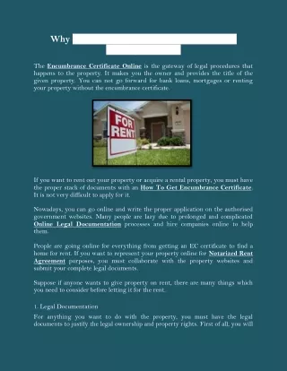 why get an encumbrance certificate before renting