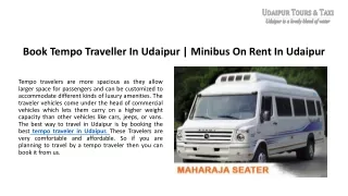 Book Tempo Traveller In Udaipur