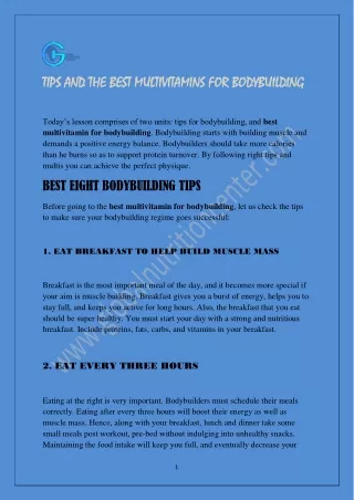 TIPS AND THE BEST MULTIVITAMINS FOR BODYBUILDING