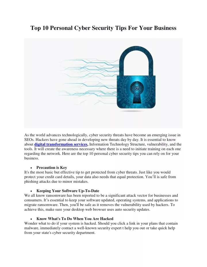 top 10 personal cyber security tips for your