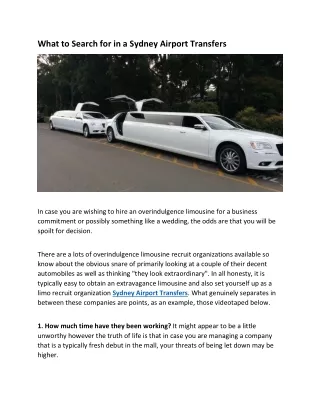 what to search for in a sydney airport transfers