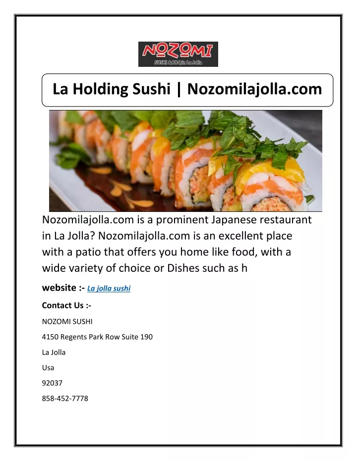 khttps www nozomilajolla com la holding sushi