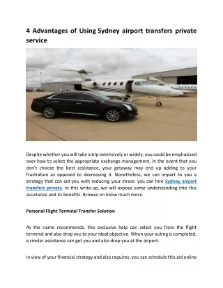 4 advantages of using sydney airport transfers