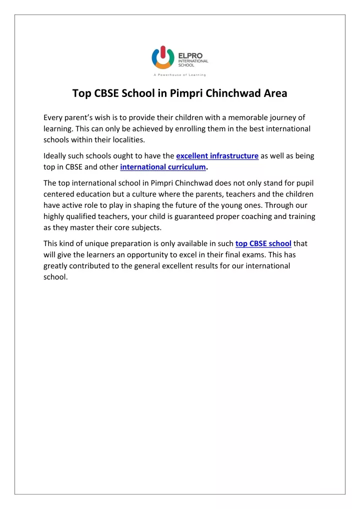 top cbse school in pimpri chinchwad area every
