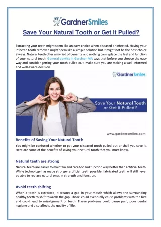 save your natural tooth or get it pulled
