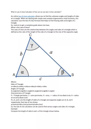 What is Law of sines Calculator