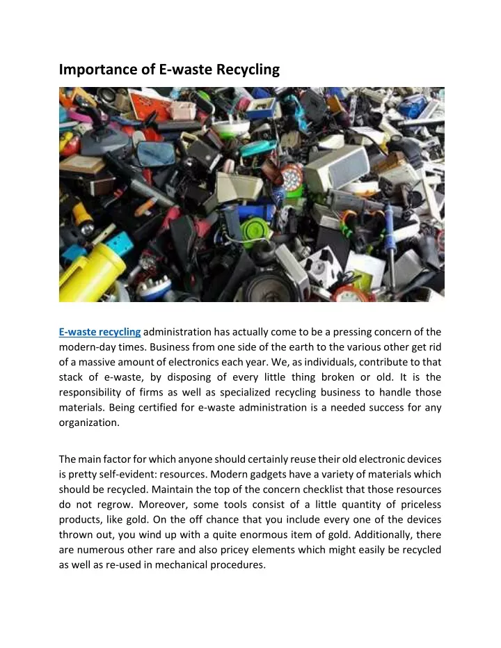 importance of e waste recycling