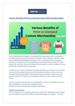 various benefits of print on demand custom