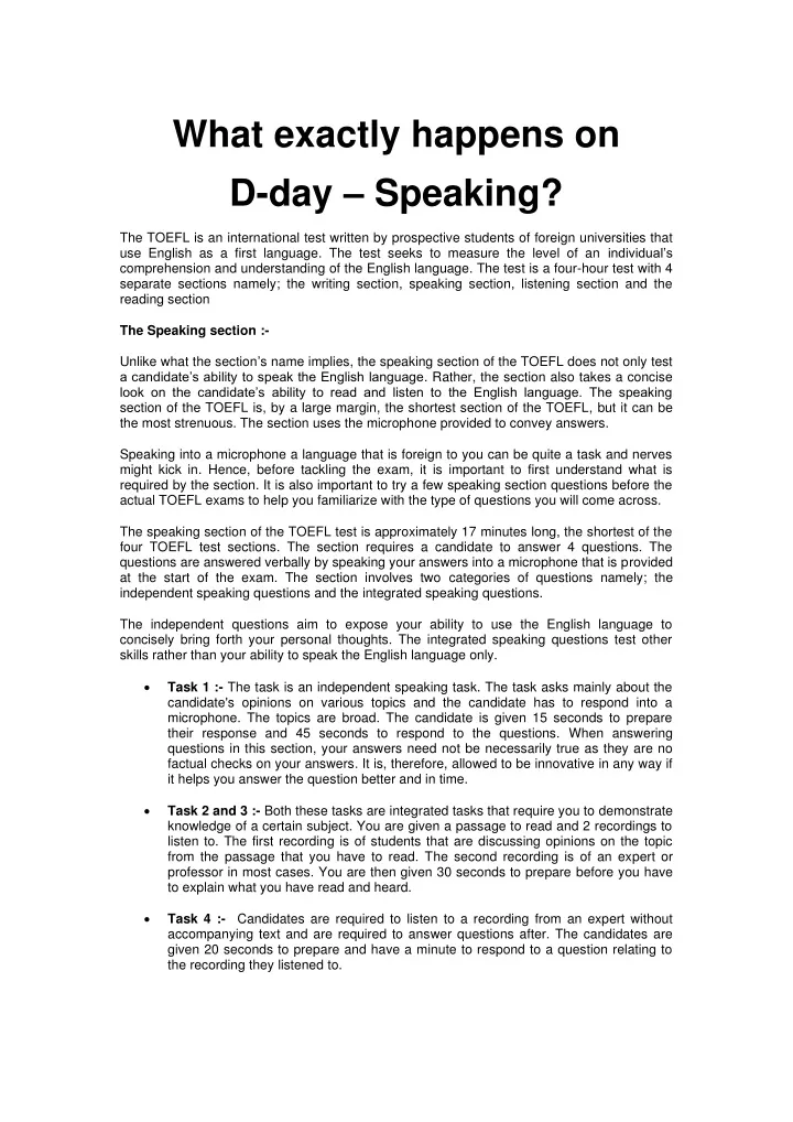what exactly happens on d day speaking