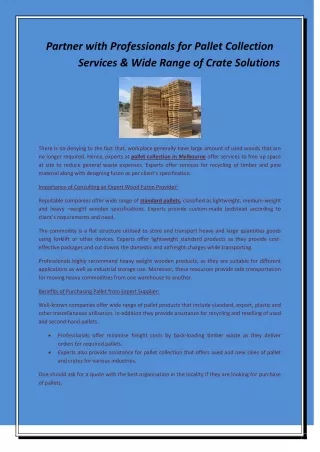 partner with professionals for pallet collection