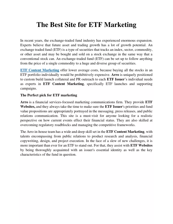 the best site for etf marketing