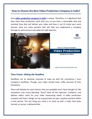 how to choose the best video production company
