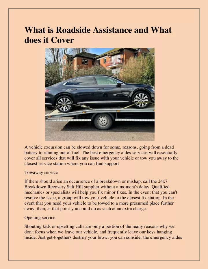 what is roadside assistance and what does it cover