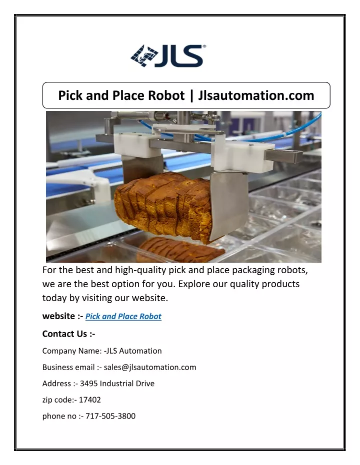 pick and place robot jlsautomation com