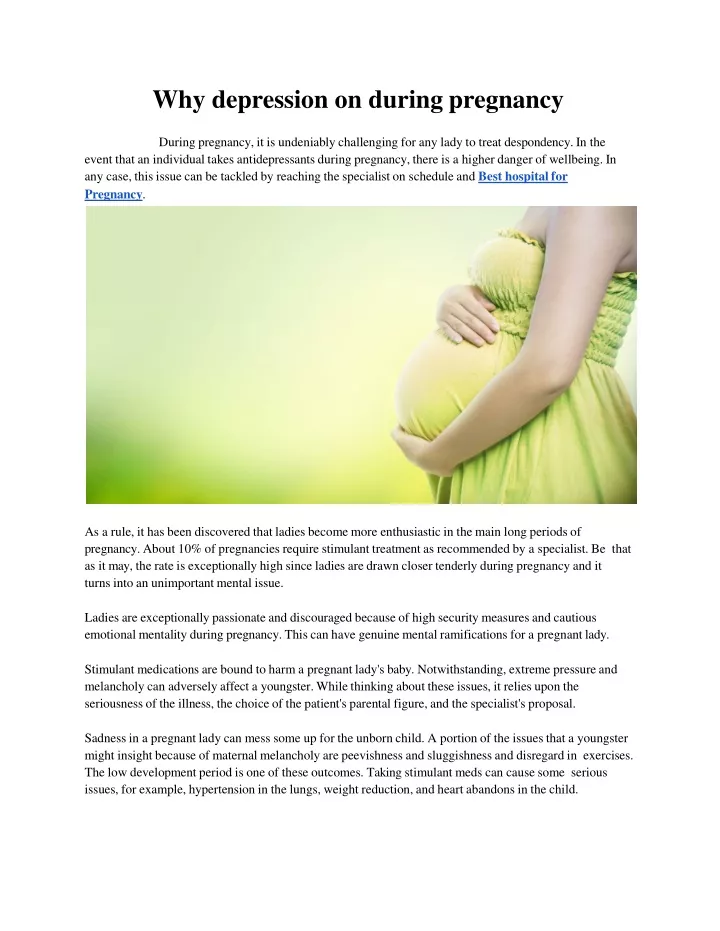 why depression on during pregnancy