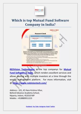 which is top mutual fund software company in india