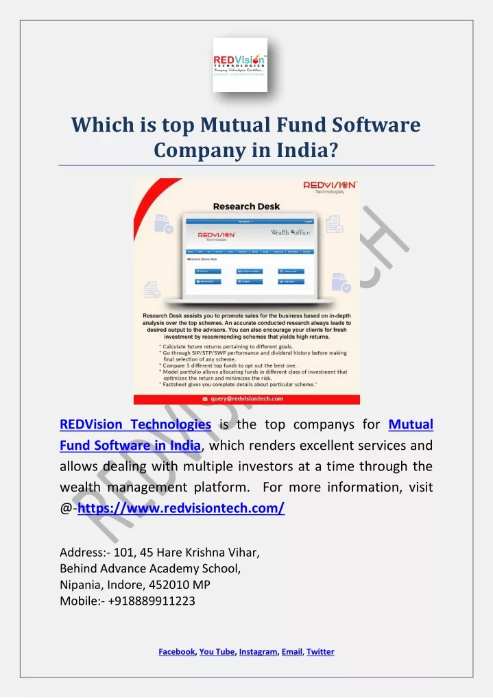 which is top mutual fund software company in india