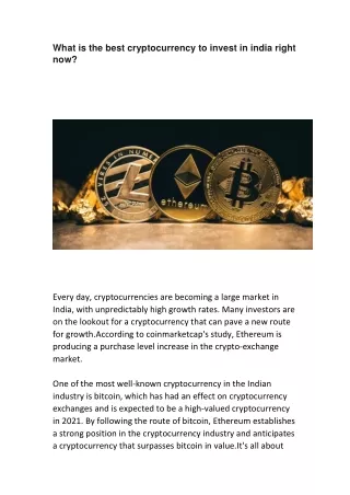 What is the best cryptocurrency to invest in india right now