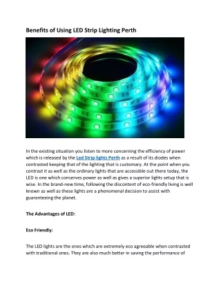 Benefits of Using LED Strip Lighting Perth