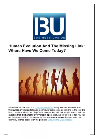Human Evolution And The Missing Link