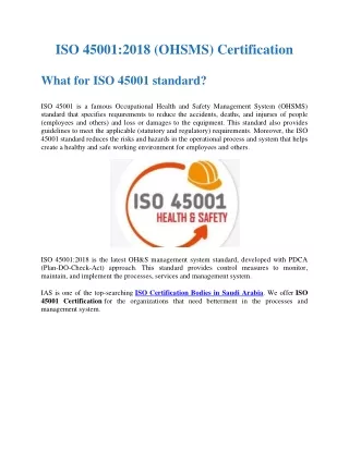 ISO 45001:2018 Certification