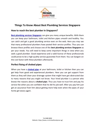 best plumbing services Singapore