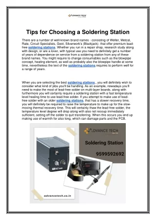 tips for choosing a soldering station