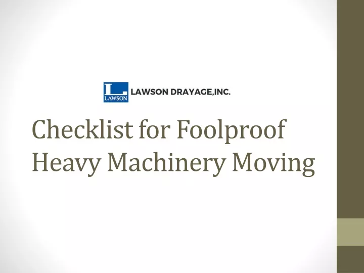 checklist for foolproof heavy machinery moving