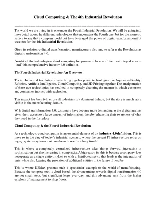 cloud computing the 4th industrial revolution